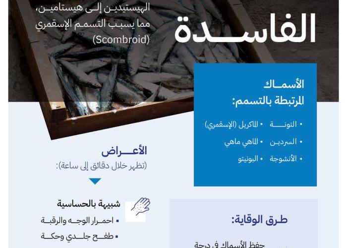 "الغذاء والدواء" توضح أبرز حالات التسمم الغذائي في الأسماك وطرق الوقاية منها